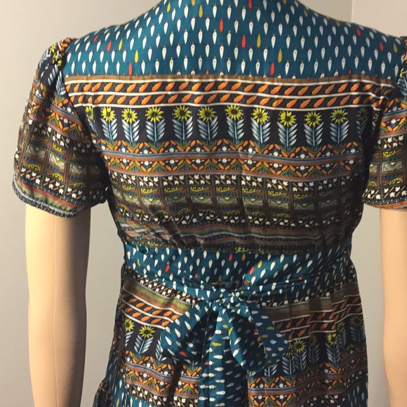 WHAT COMES AROUND 100% SILK ANTHRO SHORT-SLV DRESS - Picture 6 of 8